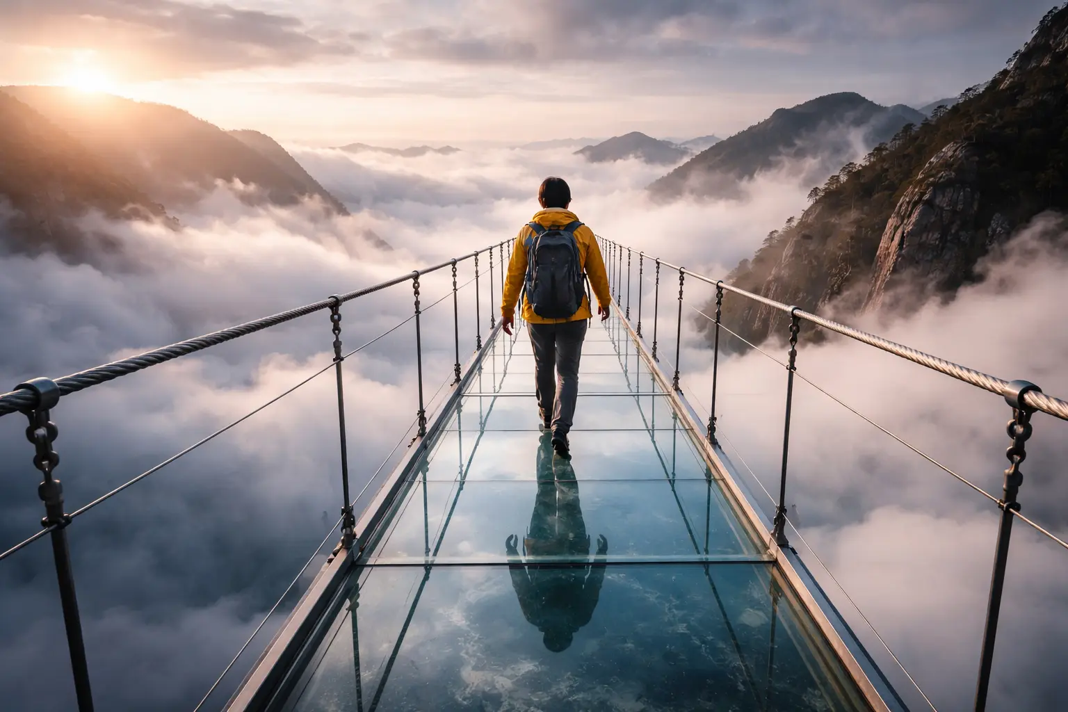 玻璃桥云海 vs Wan 2.6 Flash summary frame